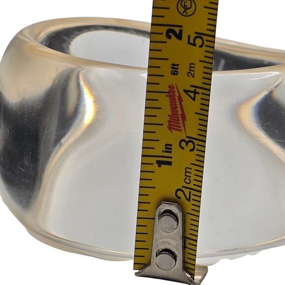 Bracelet Wide Chunky Clear Lucite Bangle 7.75 Inch Modern Retro Stacked SKU2415 - Picture 4 of 10